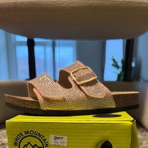 White Mountain Kids Blush Pink Sparkle Double-Buckle Slide Sandals